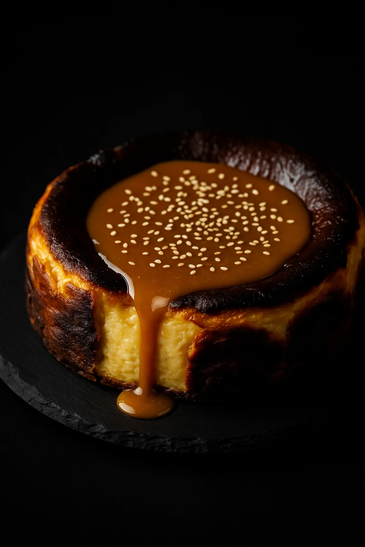 Basque cheesecake sa tahini-karamelom 🧀✨